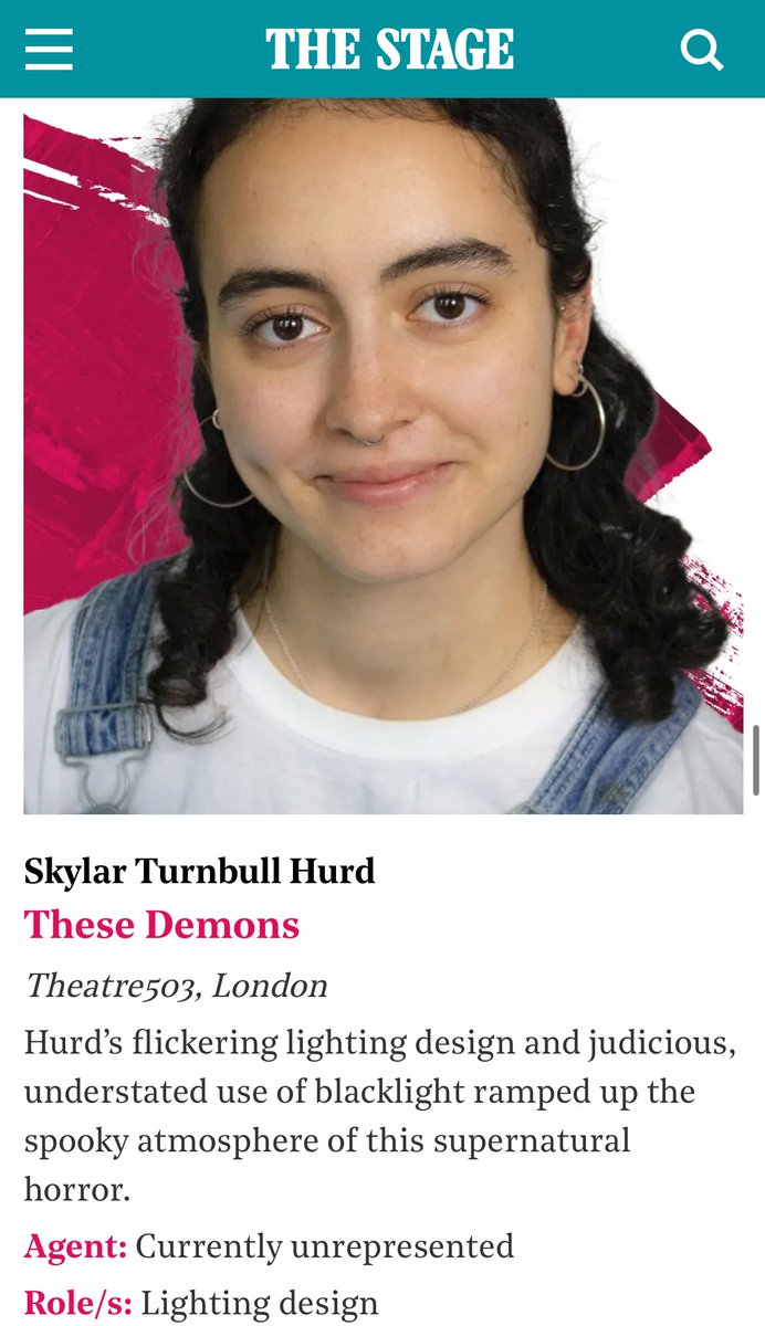Tanya Truman Productions (@tantrumanprods) on Twitter photo Huge congratulations to Skylar Turnbull Hurd for your <a href="/TheStage/">The Stage</a> debut nomination, for our run of <a href="/TheseDemonsPlay/">TheseDemonsPlay</a> at <a href="/theatre503/">Theatre503</a>⚡️ Huge congratulations to Skylar Turnbull Hurd for your <a href="/TheStage/">The Stage</a> debut nomination, for our run of <a href="/TheseDemonsPlay/">TheseDemonsPlay</a> at <a href="/theatre503/">Theatre503</a>⚡️