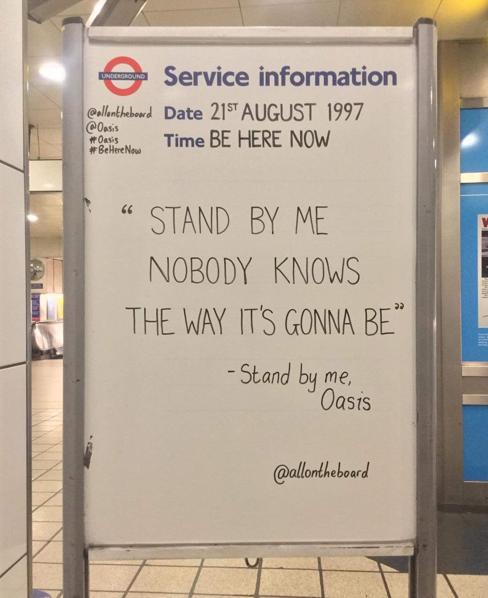 allontheboard's tweet photo. ‘Stand by me, nobody knows the way it’s gonna be’ - Stand By Me, Oasis (1997)

#Oasis #StandByMe #BeHereNow https://t.co/NNnj8qG6IL