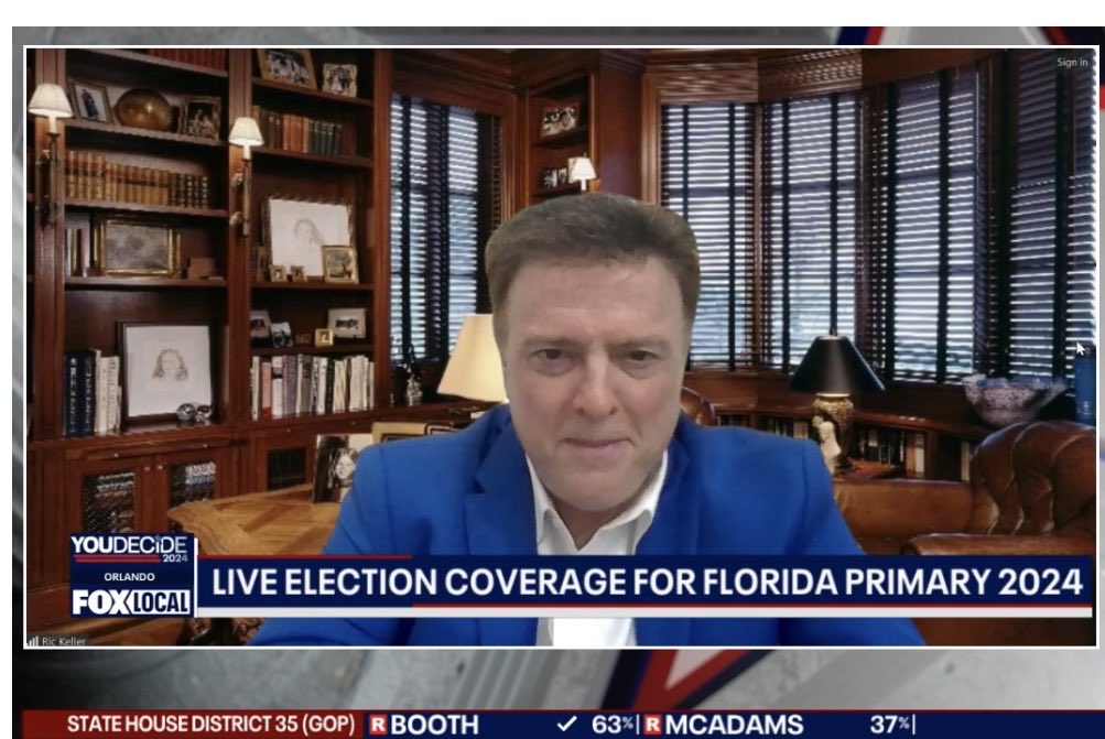 Always fun doing election night coverage for Fox.  There was ONLY 1 open seat out of 28 congressional districts in Florida. Mike Haridopolos won.  He’ll be going to Congress even if he commits an axe murder.  (As long as he said, “I’m sorry.”) 🇺🇸🪓🤣.  #fox35