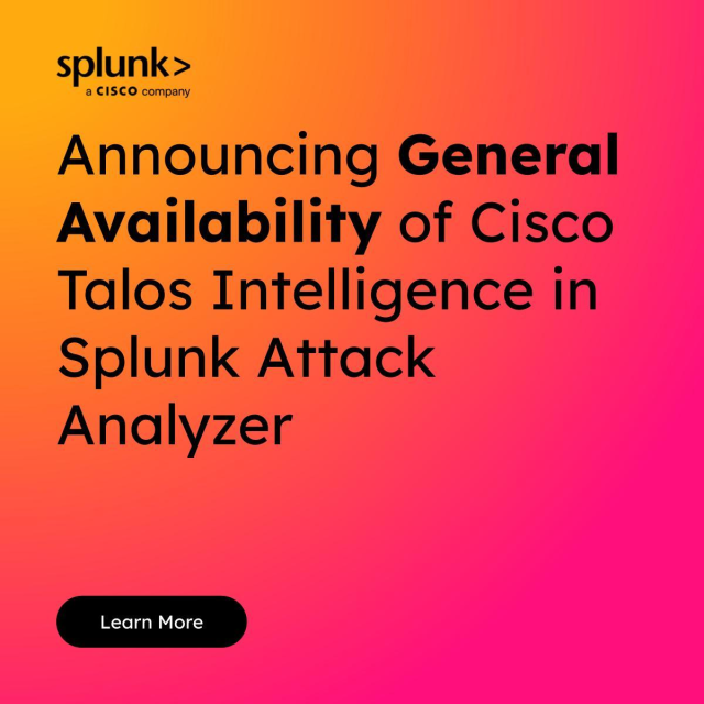 markklepper's tweet image. Exciting news coming out of #BHUSA! @TalosSecurity threat intelligence is now generally available to @Splunk Attack Analyzer customers globally. Get ready to visualize attack chains and automate #security threats like never before. #SplunkSecurity bit.ly/3SYx6S6