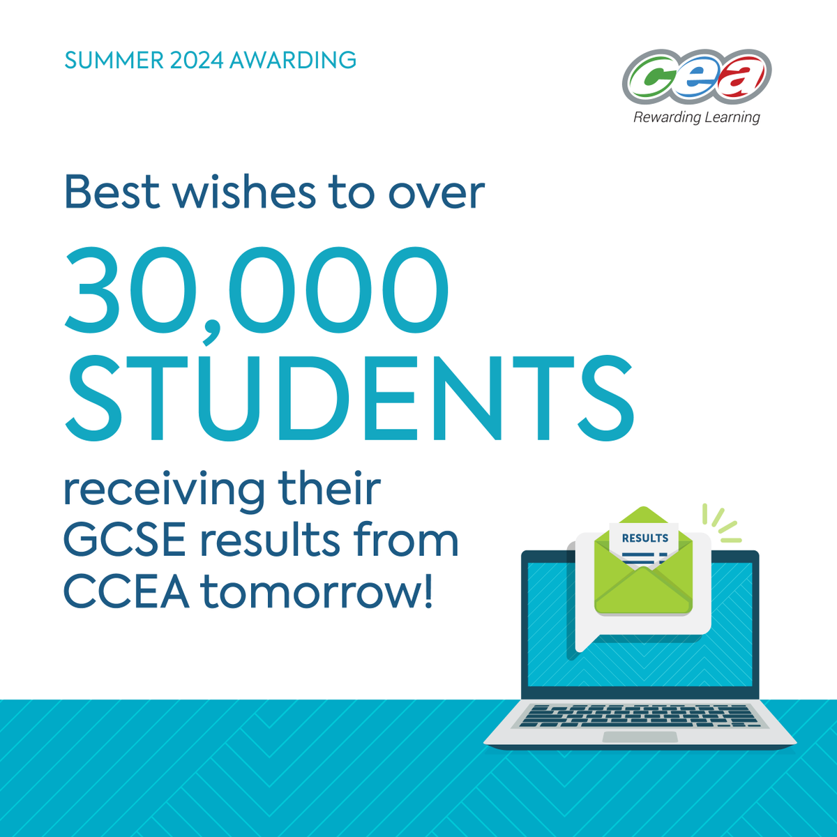 CCEA_info's tweet photo. Best wishes to over 30,000 students receiving their results from CCEA tomorrow!
#ResultsDay24 #GCSE #OccupationalStudies #VocationalQualifications #OLA https://t.co/LV7b5Lrpn3
