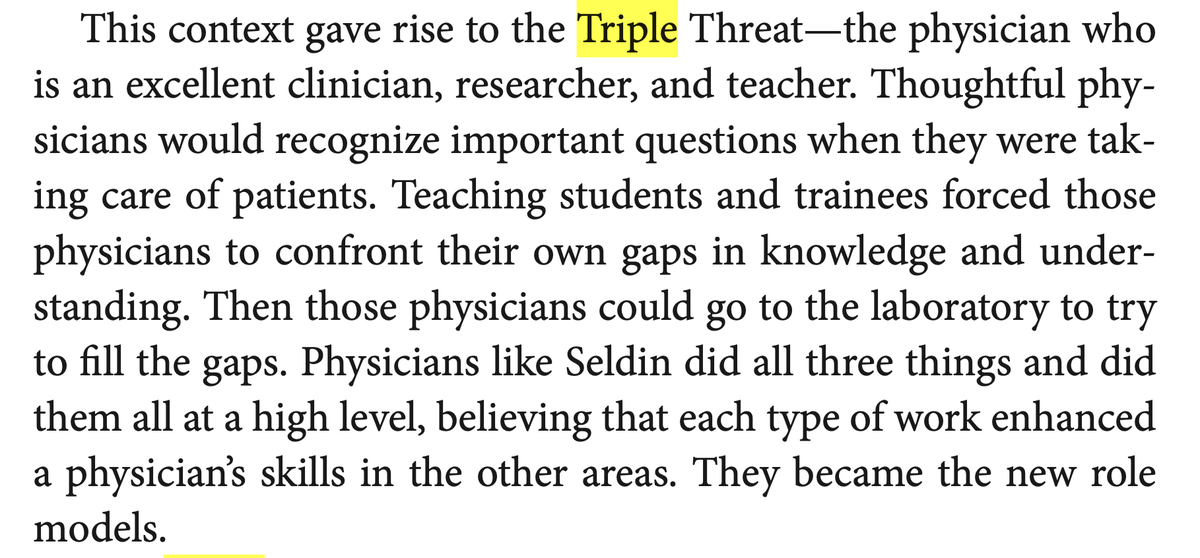 <a href="/awesomekling/">Andreas Kling</a> <a href="/kushashwa/">Kushashwa Ravi Shrimali</a> I really like Eugene Braunwald's concept of Triple Threat physician: someone who balances practice, research and teaching.

I think it translates to virtually every field and have personally found it very fruitful to try to balance all three.