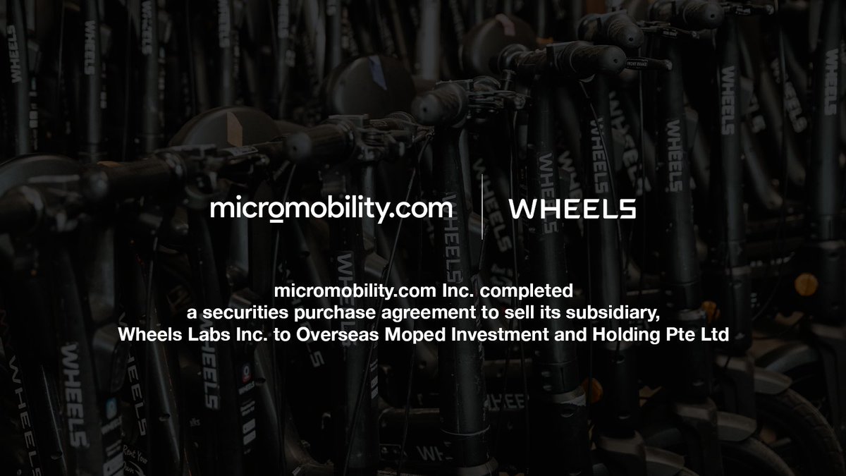 We’re pleased to announce the completion of the sale of Wheels Lab Inc. This strategic decision allows us to sharpen our focus on core initiatives as we continue to lead innovation in #micromobility.

Read more: businesswire.com/news/home/5411…