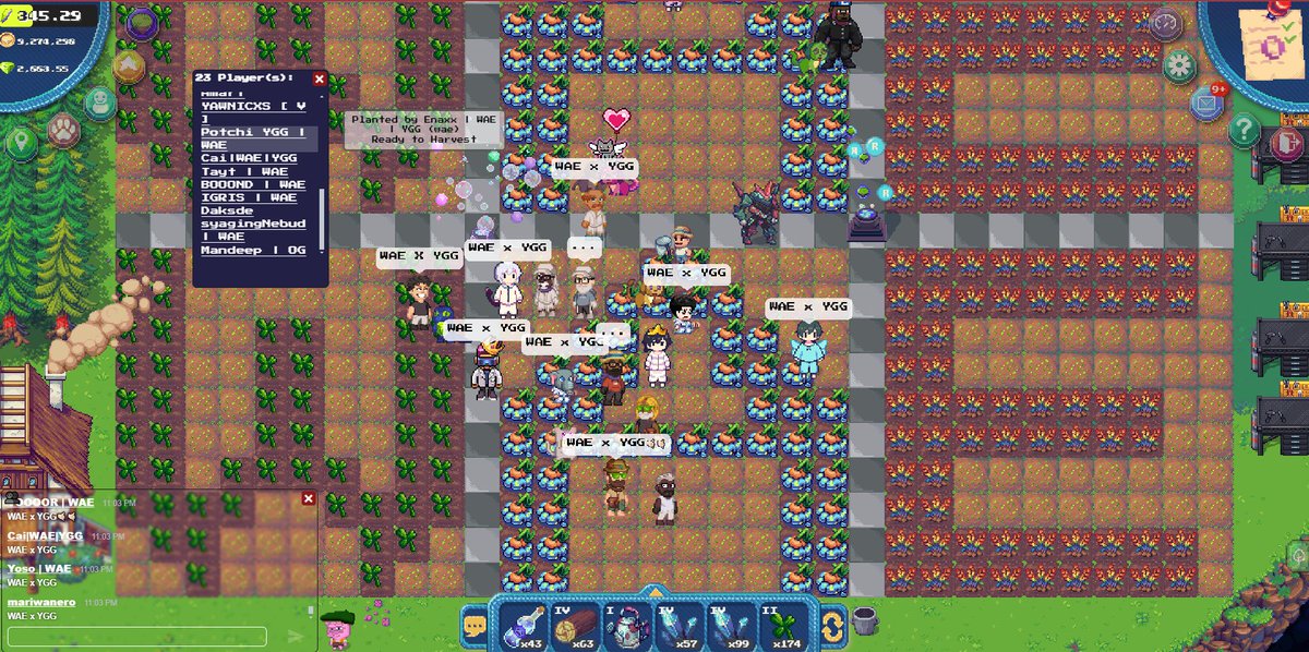 Enaxx816's tweet photo. WAE GUILD PHOTO in @pixels_online !
Tried hard to perfect that WAE shape of crops! Love these people <3
LFG!! let's grow together
#YGGGAPS6 #GuildofGuilds https://t.co/tyOQdS16M3