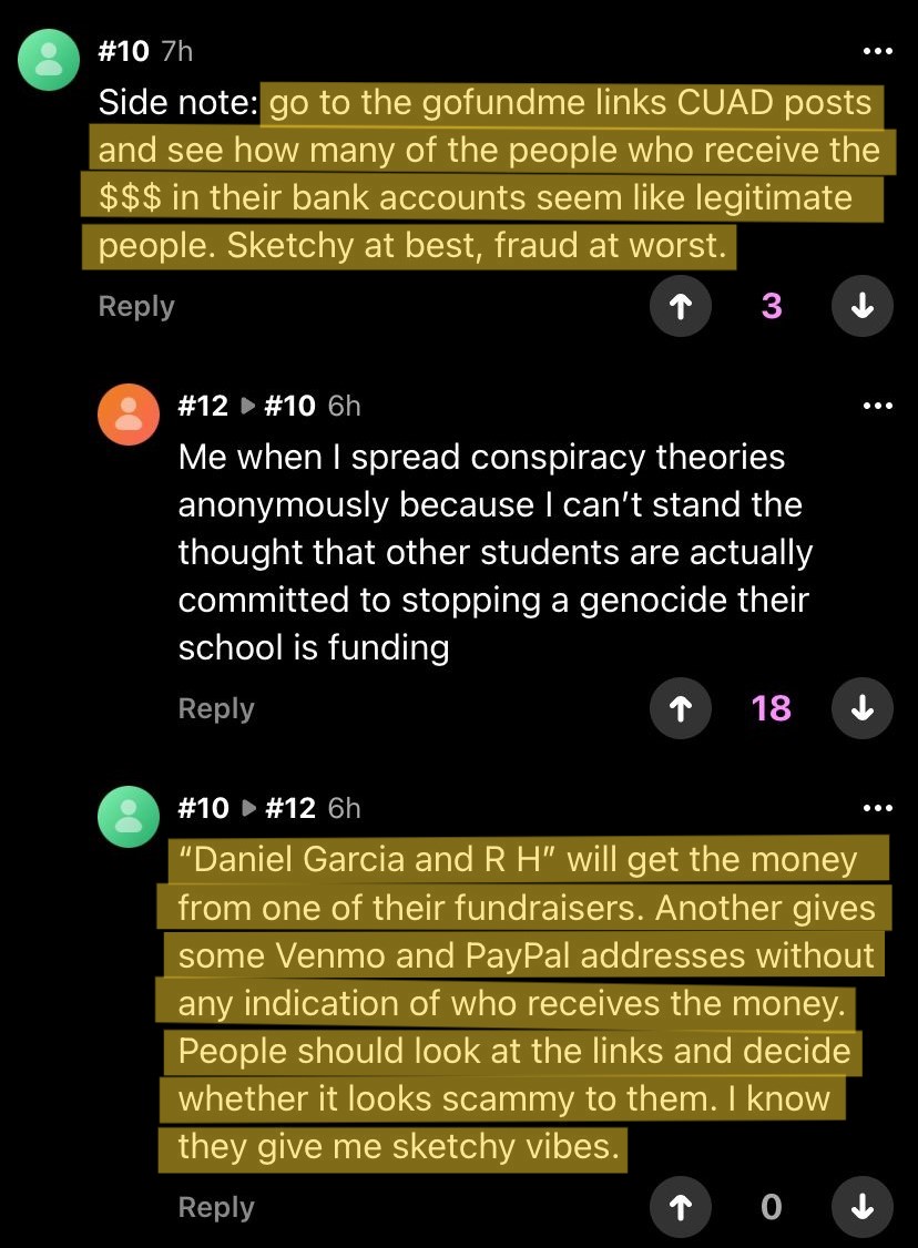 CampusJewHate's tweet photo. 1/2 #Sidechat is a social media app that allows students to communicate anonymously. To join the school-specific discussion group one must have a school email address.
Last semester #antisemitic pro-#Hamas/anti-#Zionist narratives dominated the discourse. Taking advantage of the anonymity, students who supported terrorists, harassed and drowned out all opposing voices.
However, supporters of the suspended pro-terrorist organizations such as Jewish Voice for Peace (@ColumbiaSJP) and Students for Justice in Palestine (@ColumbiaJVP) no longer enjoy an almost complete monopoly over discourse on campus.
Many students are tired of the disruptions and constant noise. The are beginning to question motivations, tactics, and veracity of organizations such as CUAD (@Columbia University Apartheid Divest - @ColumbiaBDS) that was founded by SJP and JPV.
@Columbia @BarnardCollege @TeachersCollege @ShaiDavidai @gil_zussman @_SAFECAMPUS