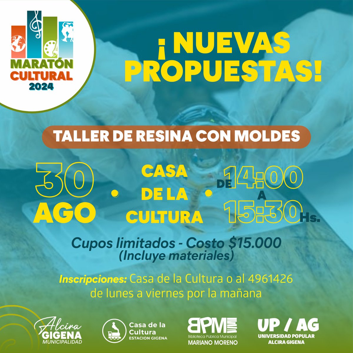 MunicAlcira's tweet photo. 🎉 ¡MARATÓN CULTURAL 2024! 🎨🎭

Estamos preparando propuestas breves para todas las edades. 🌈🤩
¡Queremos que seas parte de esta experiencia llena de arte y cultura! 🙌 ¿Te sumas?🥳

📣Presentamos los primeros dos talleres culturales: https://t.co/sVmK2uBenl