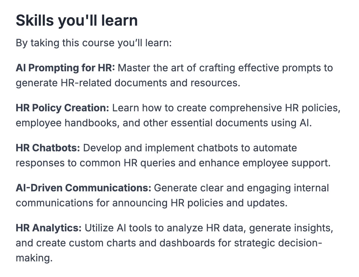 Most HR departments will face layoffs - it’s one of the easiest to automate with ai

I launched a course to show how easy it is to use <a href="/AnthropicAI/">Anthropic</a>'s Claude for automating various HR tasks

And I made it 100% free!

RT &amp; comment "HR" and I'll DM you a link