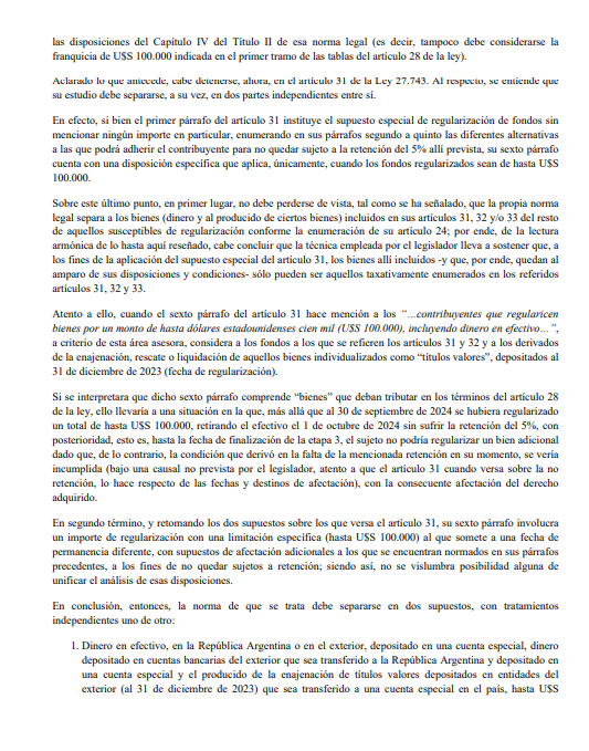 BlogDelContador's tweet photo. ⚠🔴BLANQUEO: aclaraciones sobre el tratamiento fiscal para la regularización de fondos en efectivo

📌Fondos de hasta U$S 100.000:

✅Los fondos deben permanecer en una cuenta especial hasta el 30 de septiembre de 2024, o pueden ser utilizados antes de esa fecha para:
🔸Pago del Impuesto Especial de Regularización.
🔸Inversiones o finalidades establecidas por la Resolución N° 590/24.
🔸Operaciones onerosas debidamente documentadas.
🔸Transferencias a cuentas especiales de terceros.

💼A partir del 1 de octubre de 2024, estos fondos pueden retirarse sin una retención del 5%.

📌Fondos superiores a U$S 100.000:

✅Los fondos deben permanecer en una cuenta especial hasta el 30 de septiembre de 2024, con las mismas opciones de uso mencionadas para el caso anterior.
✅Desde el 1 de octubre de 2024 hasta el 31 de diciembre de 2025, los fondos deben continuar en la cuenta especial o ser utilizados para los conceptos permitidos, de lo contrario, estarán sujetos a una retención del 5%.

💼A partir del 1 de enero de 2026, se podrán retirar sin ninguna retención.