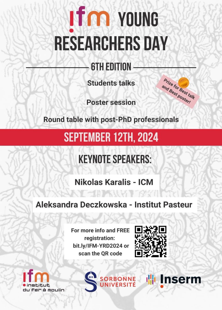 3 weeks to go! <a href="/IFM_NEURO/">IFM Institute</a>  Young Researchers Day on Sep 12th🧠Student talks and posters, 2 keynote speakers and round tables with early career professional, inside and outside of academia. Spread the word! More info and registration here bit.ly/IFM-YRD2024