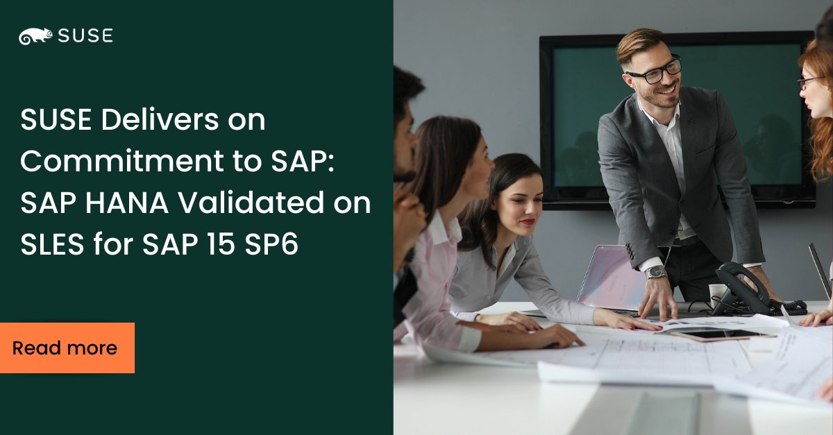 🚀Thrilled to announce the validation of SAP HANA 2.0 on SUSE Linux Enterprise Server for #SAP Applications 15 SP6 is now completed.📣With #SLES for SAP, benefit from automated failover, superior memory management &amp; built-in high availability. 🔗Read more: okt.to/EQ0unl