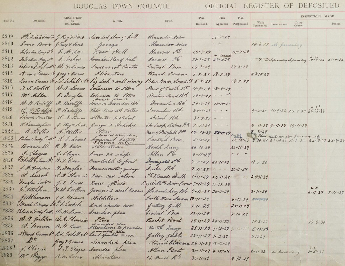 IsleOfManPRO's tweet image. Our Douglas Borough Council building byelaw records 1885-1993 comprise thousands of amazing plans. From 1926, here&apos;s a proposed new &apos;Pier Pavilion&apos; on Walpole Avenue; this would become the Royalty Cinema (seen here behind a 1980s carnival bus!). #SeasideArchitecture #ManxArchives