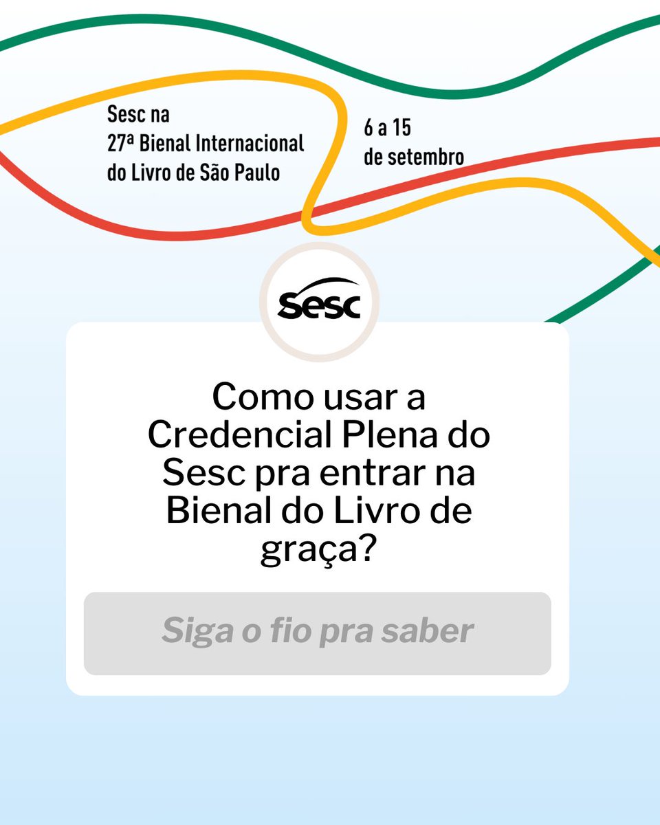 Se você quer entrar de graça na Bienal do Livro com a sua Credencial Plena, essa thread é pra você!

Siga o fio pra tirar todas as dúvidas 👇