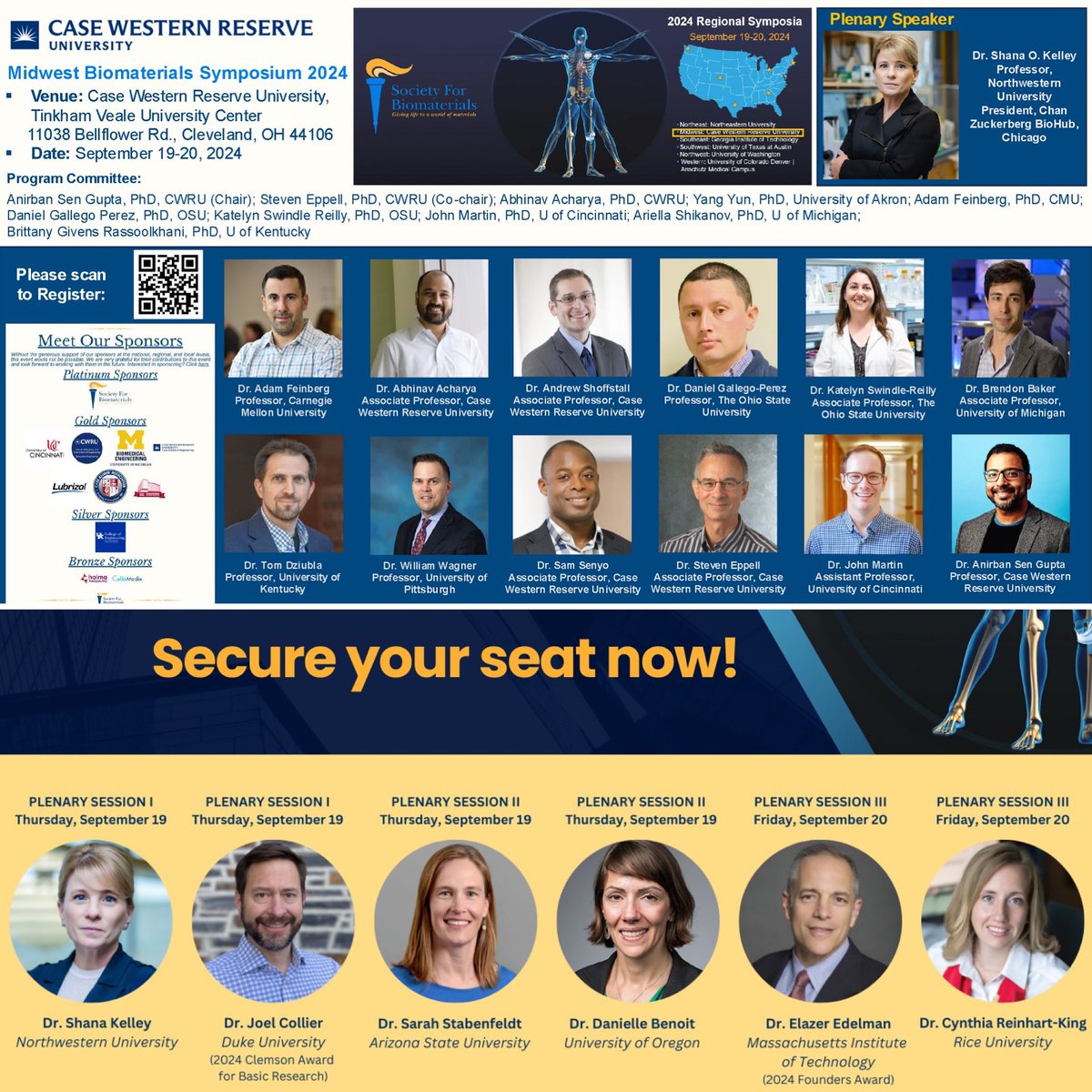 Anirban Sen Gupta (@jishnusengupta) on Twitter photo The deadline for EARLY BIRD Registration for <a href="/SFBiomaterials/">SFBiomaterials</a> #MidwestBiomaterialsSymposium on <a href="/cwru/">Case Western Reserve</a> campus is August 23, 2024 (this Friday!!). Please avail the Early Bird rate if you haven’t registered yet & plan to attend. Our in person Plenary Speaker will be Dr. <a href="/ShanaOKelley/">Shana Kelley</a> The deadline for EARLY BIRD Registration for <a href="/SFBiomaterials/">SFBiomaterials</a> #MidwestBiomaterialsSymposium on <a href="/cwru/">Case Western Reserve</a> campus is August 23, 2024 (this Friday!!). Please avail the Early Bird rate if you haven’t registered yet & plan to attend. Our in person Plenary Speaker will be Dr. <a href="/ShanaOKelley/">Shana Kelley</a>