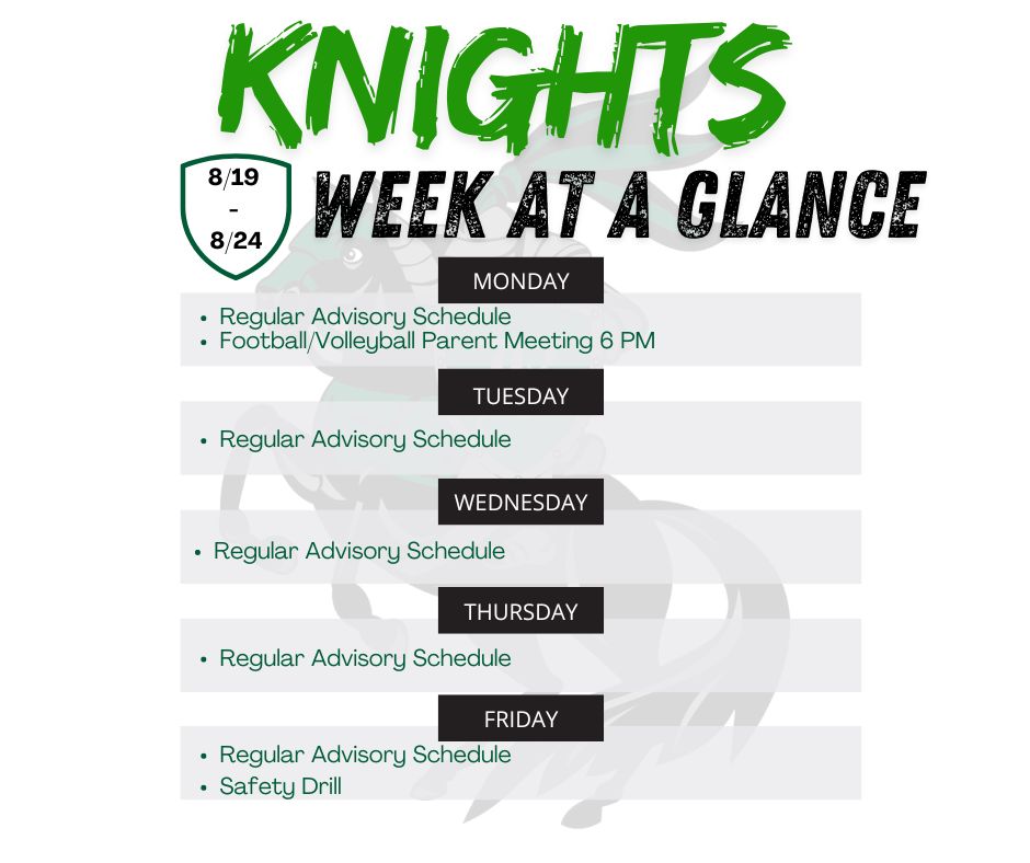 Knights - there has been an update to our week at a glance. Please see the attached photo.