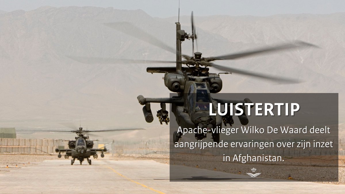 Kon_Luchtmacht's tweet image. #luistertip 👉 spoti.fi/46TyB9U

Apache-vlieger Wilko De Waard deelt aangrijpende ervaringen over zijn inzet in Afghanistan. Een verhaal dat laat zien hoe belangrijk (internationale) samenwerking is, juist ook in hedendaagse conflicten. #fighttogether