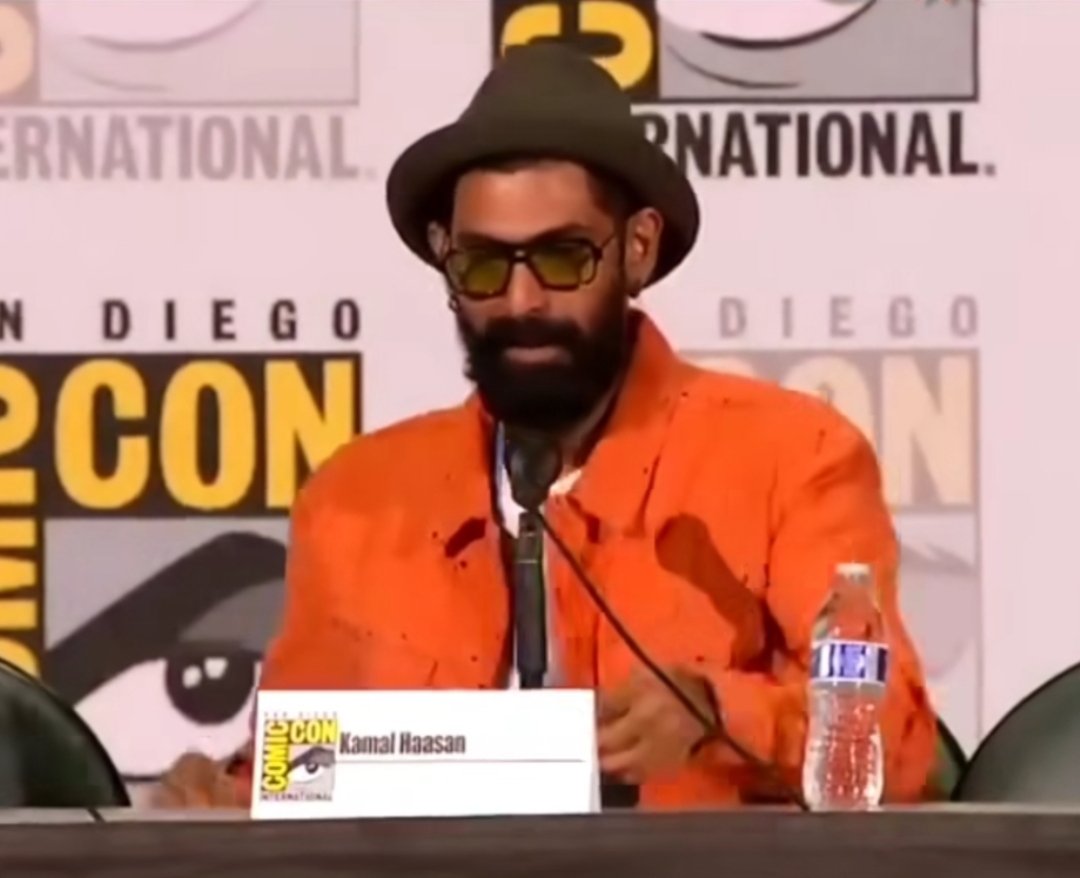 shaikhthatfardn's tweet photo. I didn't have Rana Daggubati at SDCC with a Kamal Haasan name card on him. Well done 2024 😭👍 https://t.co/gwSCwTLCUD