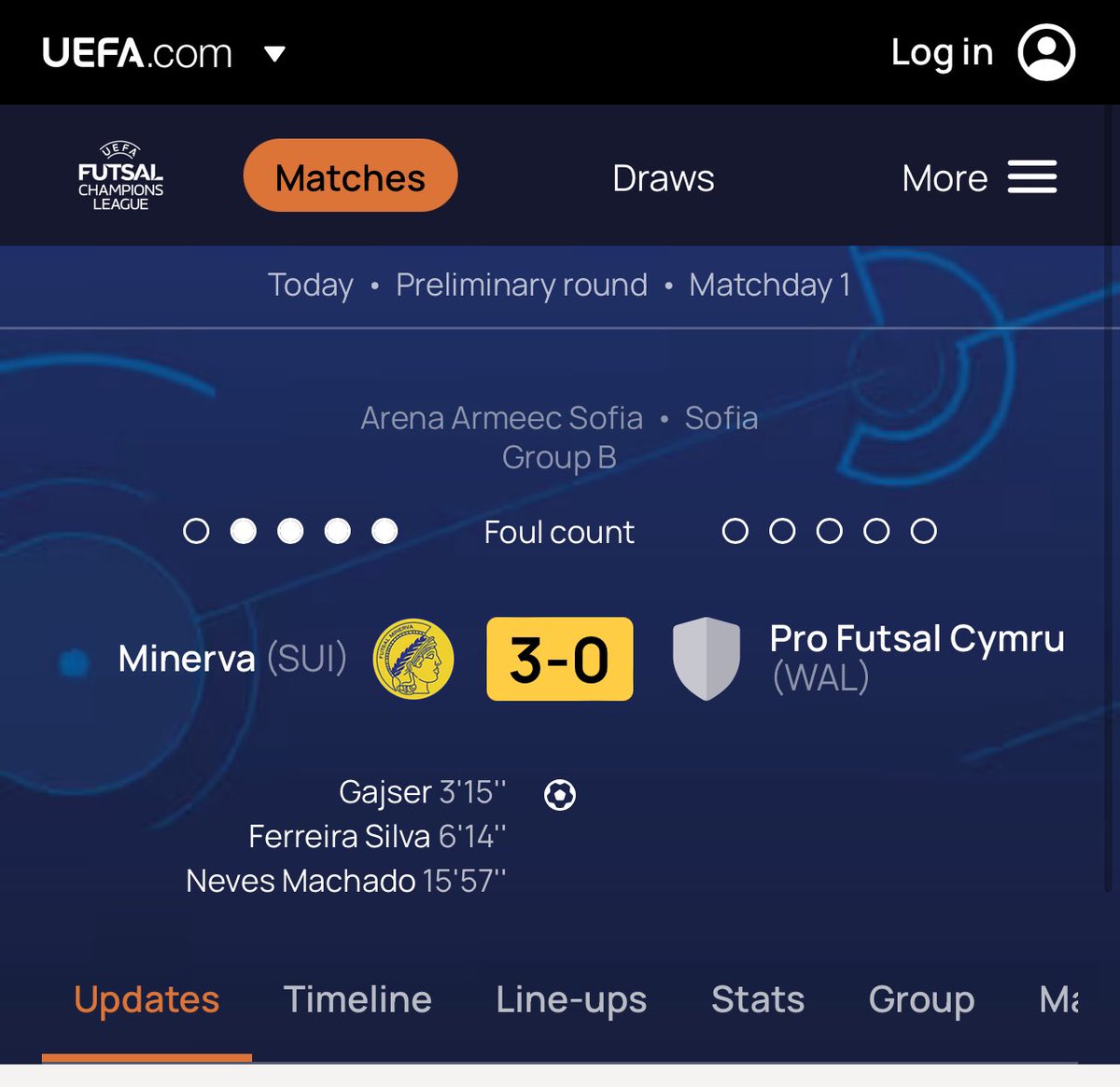 Big day for <a href="/PfCymru/">Pro Futsal Cymru</a> <a href="/SpartaBelfastFC/">SpartaBelfast Futsal</a> Blue Magic Dublin &amp; Aberdeen kicking off <a href="/UEFAFutsal/">UEFA Futsal</a> Champions League qualifiers

Veteran CL coach <a href="/RichieJones10/">Richie Jones</a> hoping to get another win at this level but his 🏴󠁧󠁢󠁷󠁬󠁳󠁿 champions trailing 3-0 at HT  in game 1 in Bulgaria 

#FutsalTheStory📕