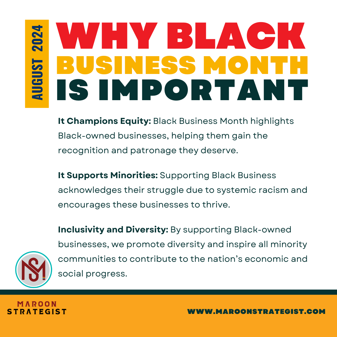 MaroonStrat's tweet photo. #BlackBusinessMonth is a time to acknowledge and appreciate black-owned businesses across the nation.

How are you celebrating the contribution of black business owners and entrepreneurs this month ? https://t.co/FrXt8t9HF0