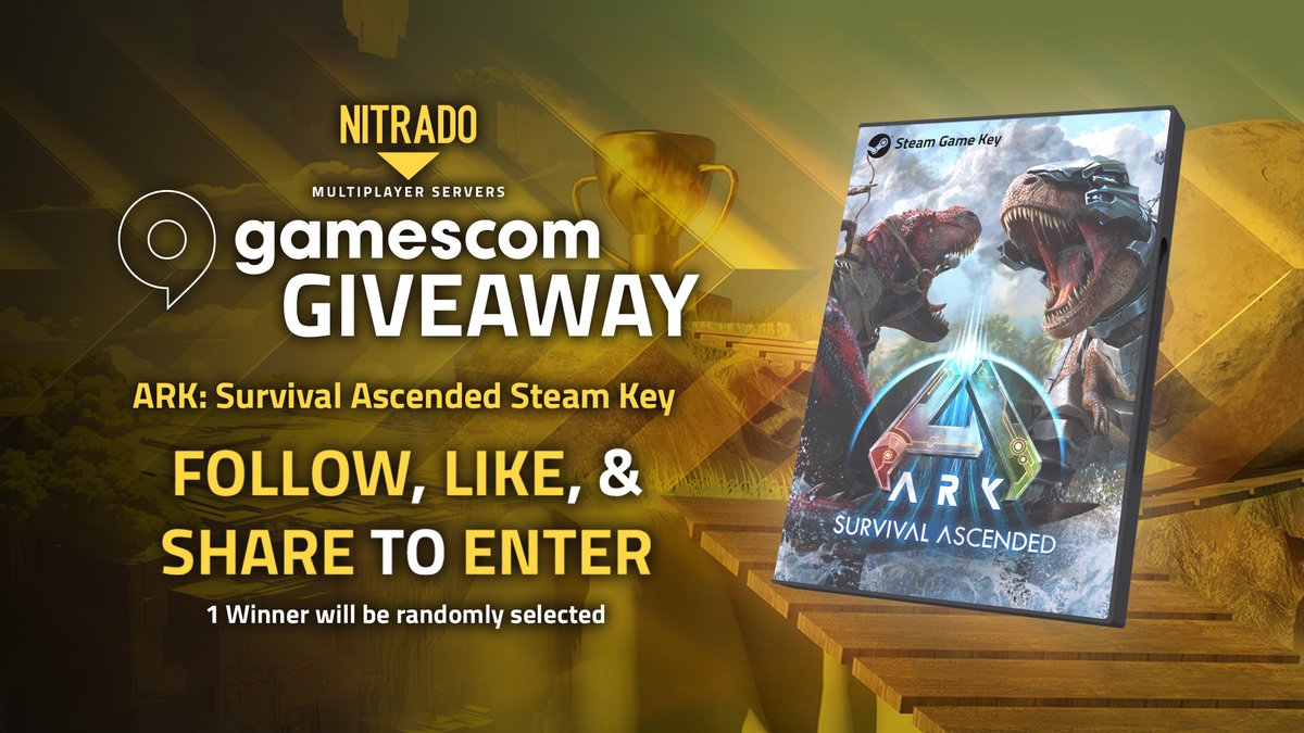 Nitrado_EN's tweet photo. 🦖Kicking off #gamescom2024 with an #ASA giveaway🦖
To celebrate the start of #gamescom, we’re giving away an #ARKSurvivalAscended steam key!

▶️Follow, like, and share this post
🎁Winner is drawn randomly
📆August 21st - 23rd

Good luck! 🍀 https://t.co/2srjoMVl5l