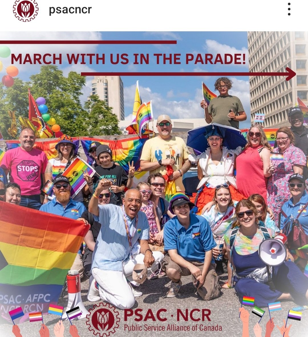 SamHersh01's tweet photo. Glad to hear that @PSACNCR is still attending Pride despite the Public Service Pride Network decision to pull out.

From what I've been hearing, the decision was made undemocratically by higher ups with little to no consultation.

Unions always have their workers backs ✊️ https://t.co/PCHSLs5kyl