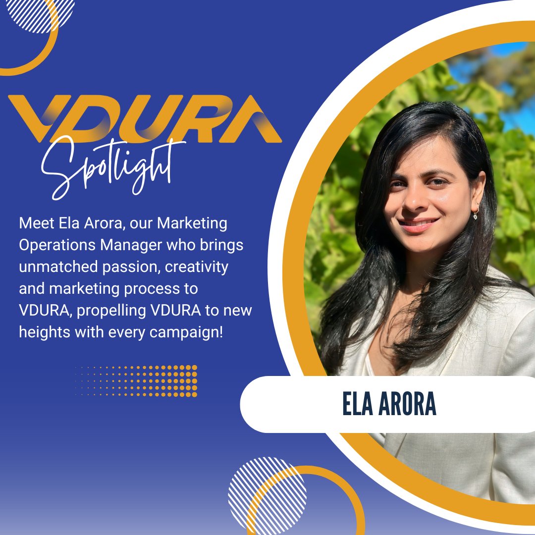 VDURA Spotlight: Ela Arora 

At VDURA, our success is built on the hard work and dedication of incredible team members like Ela Arora. 

#VDURATeam #VDURAStrong <a href="/vdurainc/">VDURA</a>