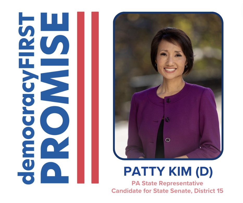 demFIRSTPAC's tweet photo. Thank you @PattyHKim for putting democracy FIRST! Patty Kim, a PA State Representative is a candidate for State Senate, District 15, this November. https://t.co/4IumTSIqkr