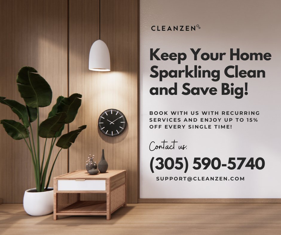 CleanzenMiami's tweet photo. Keep Your Home Sparkling Clean and Save Big!✨
Book with us with recurring services and enjoy up to 15% off every single time! 💸
#Clean #Sparkling #RegularService #RecurringDiscount #Home #Fresh #Cleanzen #Miami #CleanzenMiami #ConsistentClean https://t.co/3Ecd03qFfV