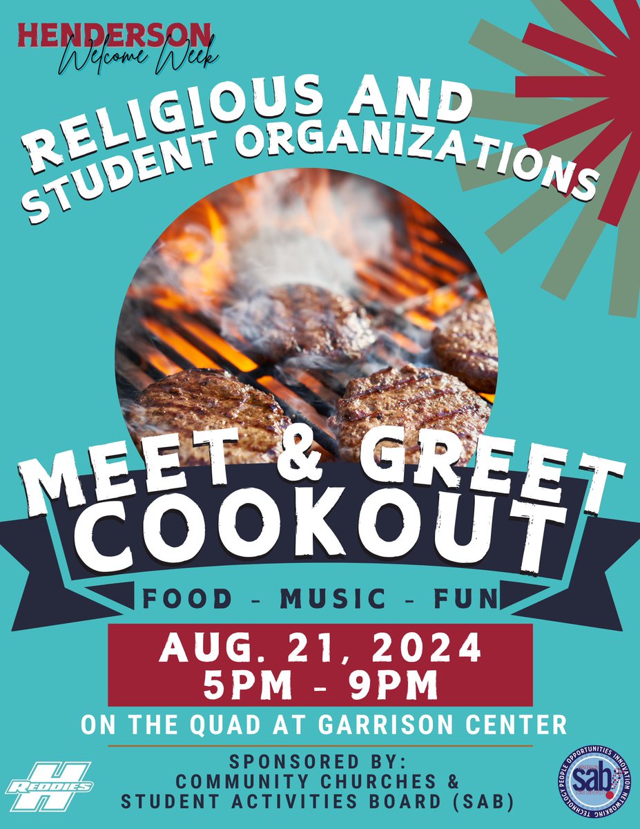 HendersonStateU's tweet photo. Reddie Hub continues on Wednesday and Thursday in the Caddo Center for students who need assistance from academic advising, admissions, housing, student accounts, and financial aid! Check out the Religious and Student Organizations Cookout at 5 p.m. on the Quad! #WelcomeWeek24 https://t.co/YgJwaHeTGi