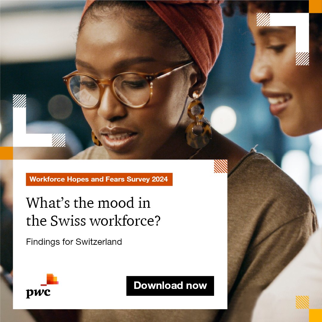 ⤵Download PwC’s 2024 Workforce Hopes and Fears Survey to find out what’s preoccupying employees in #Switzerland and how business leaders can turn their concerns into commitment: pwc.to/3SWVwLL

#workforce #hopesandfearssurvey #pwcinsights