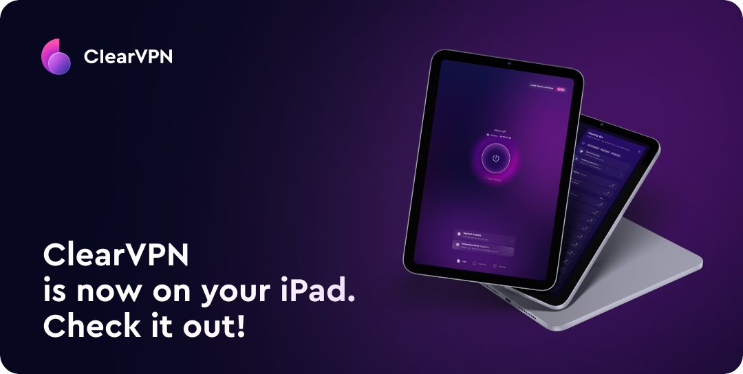ClearVPN now offers iPadOS widgets, Siri shortcuts for custom VPN automation, and built-in cybersecurity features for iPad that protect your connection even better now 🚀
Enjoy full privacy and your favorite content, all just one tap away 😎

clearvpn.onelink.me/uPP4/iPad