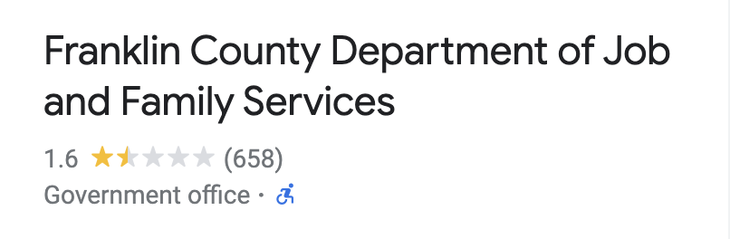 DmitriyProk's tweet photo. @FranklinCoOhio Are you aware of how poorly the Dept. of Job and Family Services is rated by the struggling people it "serves"?  

You should go read some of those reviews. The incompetence and heartlessness of the staff is staggering! 

#ColumbusOhio #FranklinCountyOhio https://t.co/8AGdb8RVWU