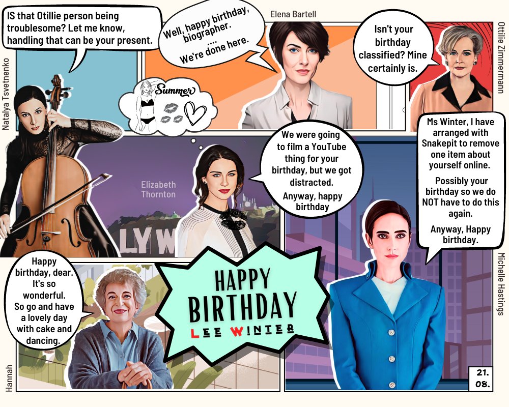 IcePackCrew's tweet photo. Today is the birthday of an author who is particularly close to our  hearts. We've gathered a few birthday messages from some of her characters and, with the help of the wonderful @shanejayell , put together a little birthday card. Happy birthday, Lee! 🥳 https://t.co/1R3WTk7Key
