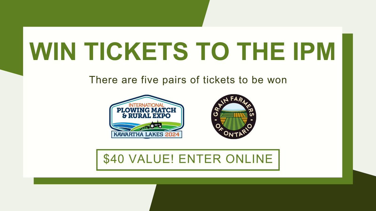 Enter our August contest for a chance to win one of five pairs of tickets to the 2024 International Plowing Match! Visit buff.ly/4dohzmx to enter and view the contest details. Sponsored by <a href="/IPMandRE/">IPM and Rural Expo</a>.