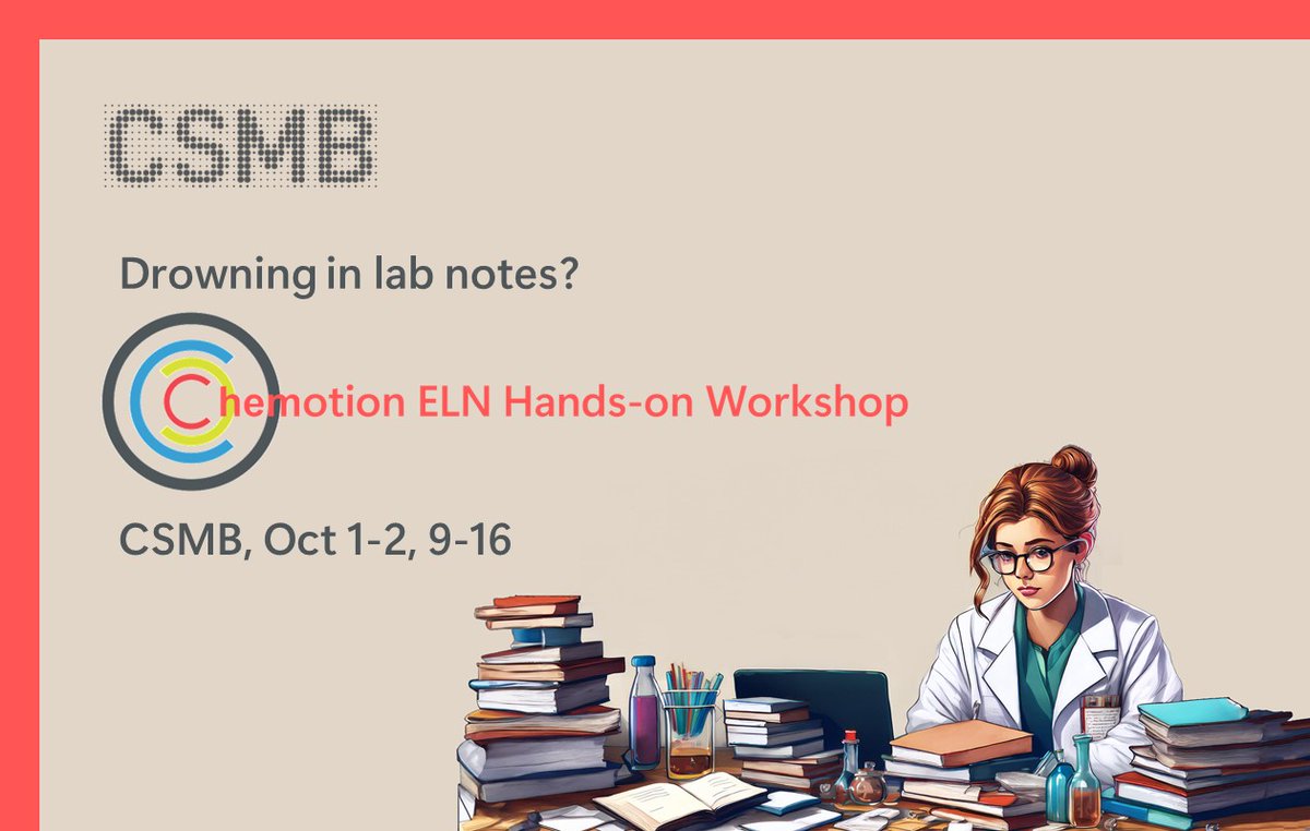 CSMB (@csmb_hu) on Twitter photo Drowning in lab notes?🤯📝🌊
Simplify your workflow with the <a href="/ChemotionRS/">Chemotion ELN and Repository</a> workshop by @nfdi4chem at @CSMB on Oct 1-2.
🚀Elevate your material research game and get future-ready — register today at nfdi4chem.de/event/chemotio…! Drowning in lab notes?🤯📝🌊
Simplify your workflow with the <a href="/ChemotionRS/">Chemotion ELN and Repository</a> workshop by @nfdi4chem at @CSMB on Oct 1-2.
🚀Elevate your material research game and get future-ready — register today at nfdi4chem.de/event/chemotio…!