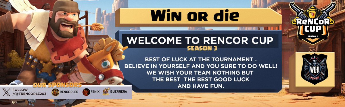 Win Or Die (@winordie_wod) on Twitter photo And there's never a dull moment!
We've registered for a third tournament, the rencor cup organized by <a href="/TRencor63203/">TeAm ReNcOR</a>
Wish us luck and join us on discord 🫡
Tournament server : discord.com/invite/sAnQXGc…
Team e-sport server : discord.com/invite/gFZx33A… And there's never a dull moment!
We've registered for a third tournament, the rencor cup organized by <a href="/TRencor63203/">TeAm ReNcOR</a>
Wish us luck and join us on discord 🫡
Tournament server : discord.com/invite/sAnQXGc…
Team e-sport server : discord.com/invite/gFZx33A…