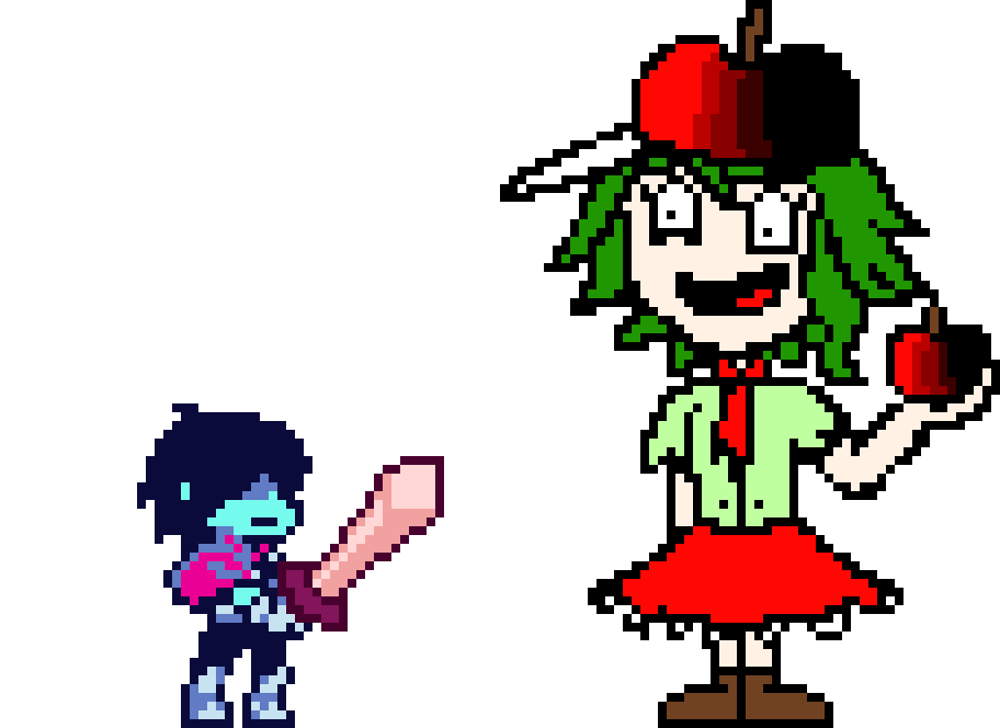 GunWizardRaidar's tweet photo. Apple Girlington from Chapter 4 pixel art (Yes, she is really that tall.) #DELTARUNE https://t.co/bq7TuYoawm