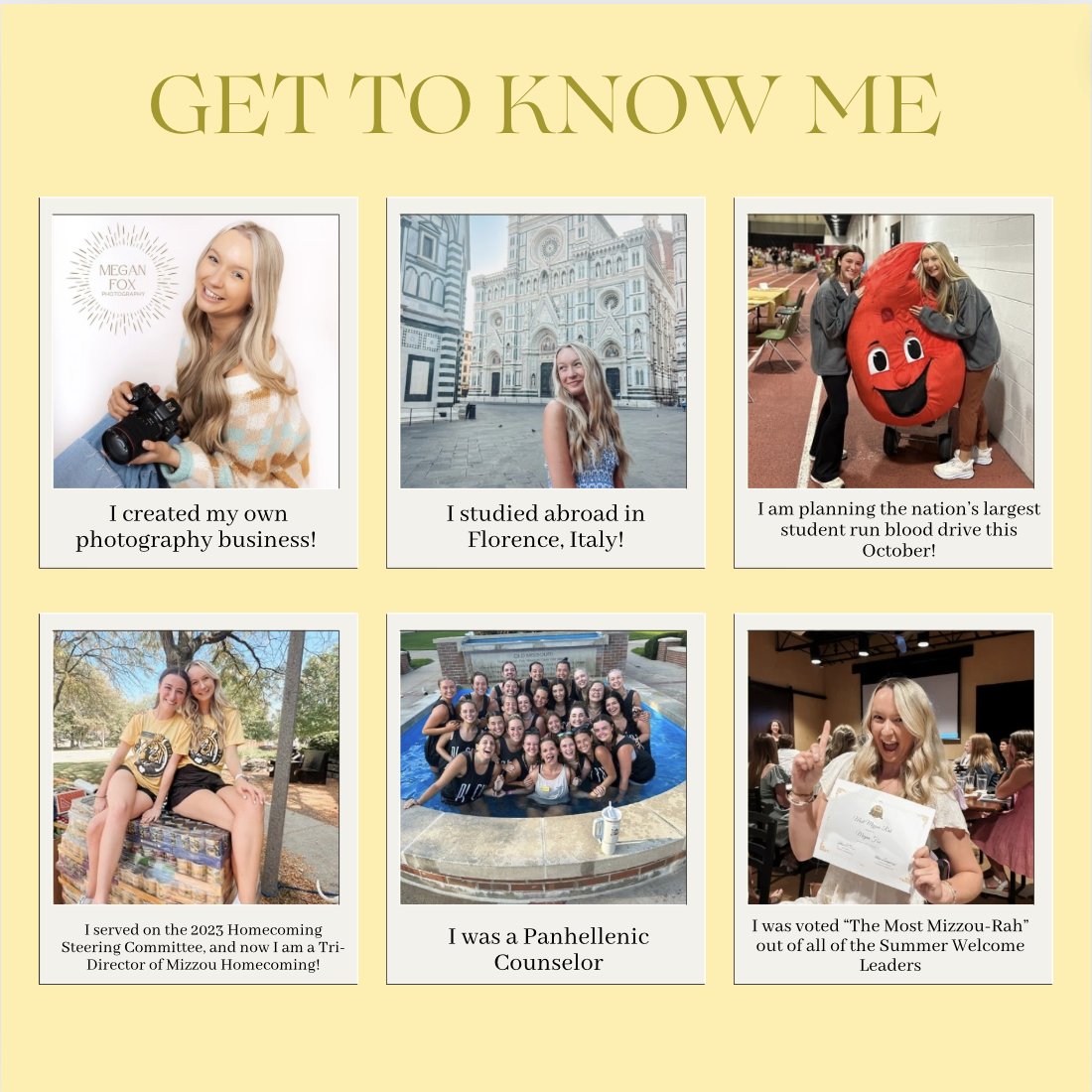 megfox129's tweet photo. Hello Everyone! My name is Megan Fox and I am a senior at the University of Missouri studying Journalism from Springfield, MO. After graduation, I hope to work in an advertising agency in London! I can't wait to go abroad again! @mujschool #SocialAudienceStrategy #MissouriMethod https://t.co/ZJz35ptZZ0