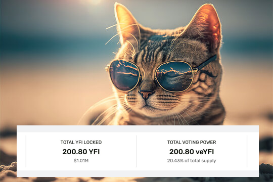 StakeDAOHQ's tweet photo. 🚀🎉 The $YFI Liquid Locker reaches 200 $YFI locked as @yearnfi $veYFI!

$sdYFI holders now represent 20%+ of total $veYFI.

Discover the $sdYFI benefits, meow! 👇🧵 https://t.co/i1G8LWfuzi