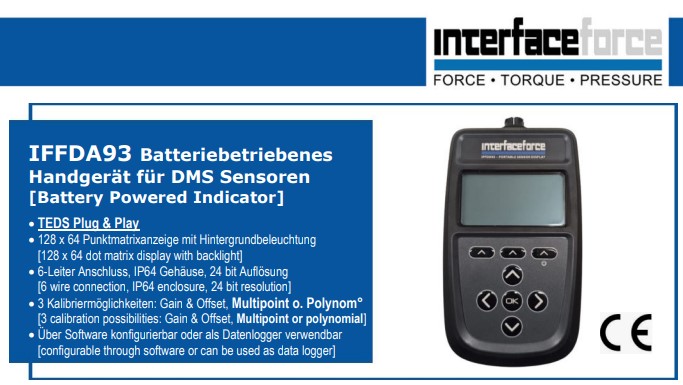 interfaceforce's tweet image. High Tech DMS Handgerätmessgerät mit TEDS Modell 9325 und in der OEM Version IFFDA93 mit #TEDS Sensoridentifikation Plug&amp;amp;Play, unterstützt #Polynome via #Toolkit #Kraftaufnehmer für #messverstärker #Digitalanzeige