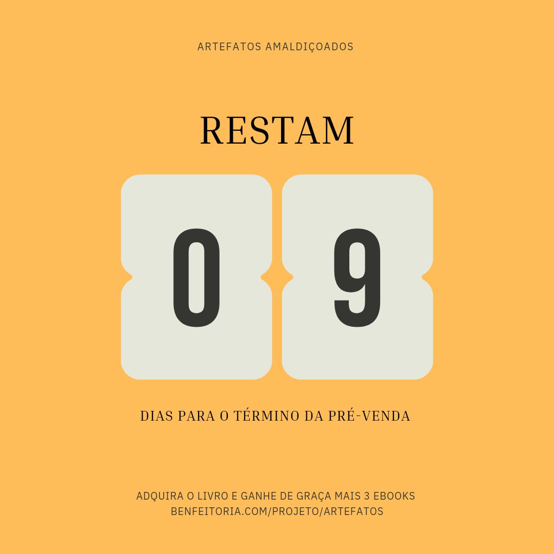 CyberusEditora's tweet photo. 9 dias pra pré-venda de "Artefatos Amaldiçoados" acabar e a gente ainda precisa de mais apoios pra fazer esse livro acontecer. Curte umas histórias sombrias? Apoia agora e leva de brinde os eBooks "New Weird Vol. 1 e 2" e "Cidades Infinitas"! Vamos nessa? https://t.co/bnTpXxzZhJ https://t.co/GdT5L8WDA7