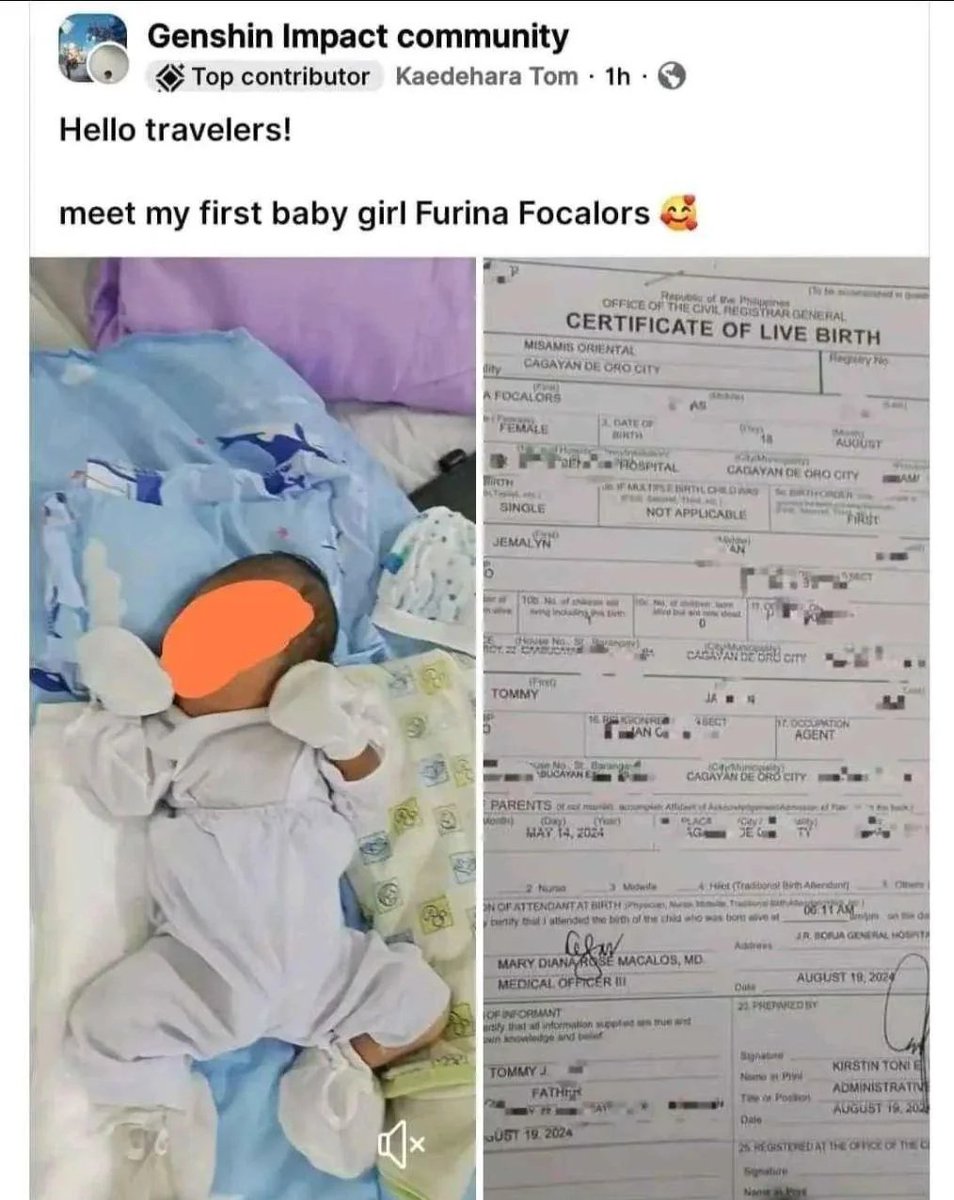 So... someone in the Philippines named their real daughter Furina Focalors