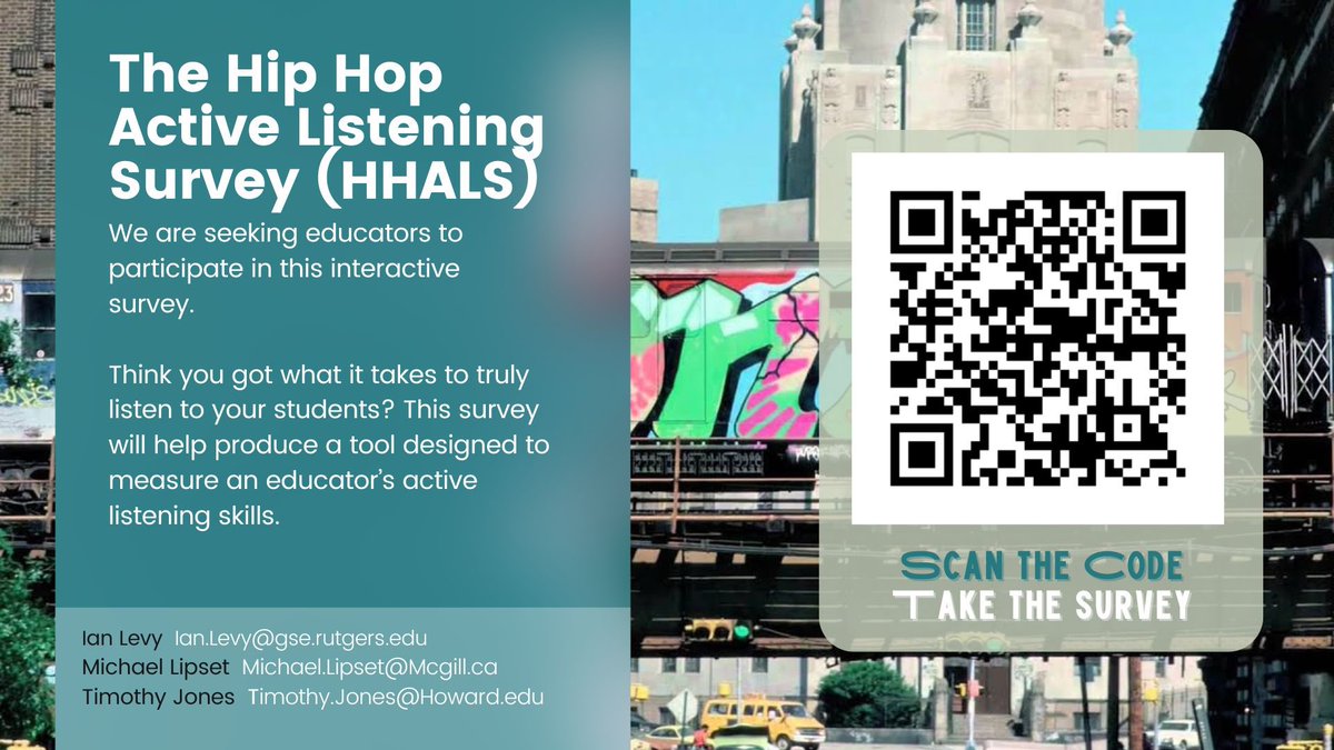 Michael Lipset, PhD (@lastnamelipset) on Twitter photo To my EDU community, I’m working with <a href="/Ianplevy/">Ian P. Levy Ed.D</a> and <a href="/tdj6899/">Timothy D Jones</a> to develop a tool meant to support edu’s w/ active listening through a hip hop lens. Want to help us out? It’s fun, fast, and available at the QR code below or here: bit.ly/3SXqfIB To my EDU community, I’m working with <a href="/Ianplevy/">Ian P. Levy Ed.D</a> and <a href="/tdj6899/">Timothy D Jones</a> to develop a tool meant to support edu’s w/ active listening through a hip hop lens. Want to help us out? It’s fun, fast, and available at the QR code below or here: bit.ly/3SXqfIB