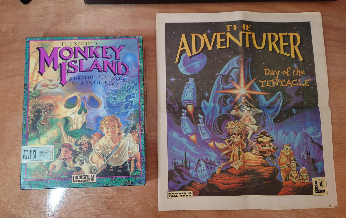 ward_rtw's tweet photo. I got this at a thrift store.... And it had a rare magazine in it. So let's chill and go through it. #clickadventure #RETROGAMING #monkeyisland https://t.co/XFio4vrYF9