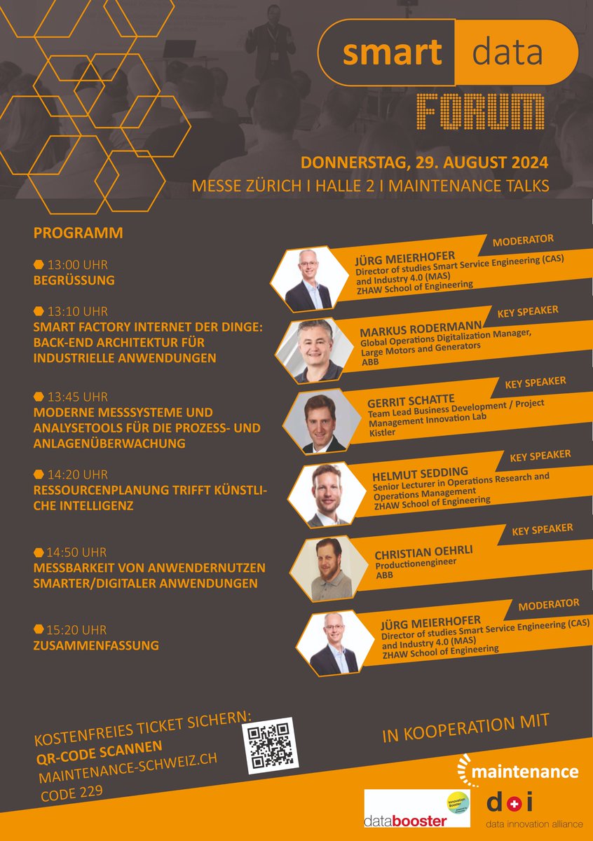 Datengetriebene Wertschöpfung in Smart Factory- oder Smart Service-Prozessen! Erfahren Sie alles darüber. Jetzt kostenloses Ticket für die maintenance Schweiz sichern!
👉register.visitcloud.com/survey/3dc2qkt…