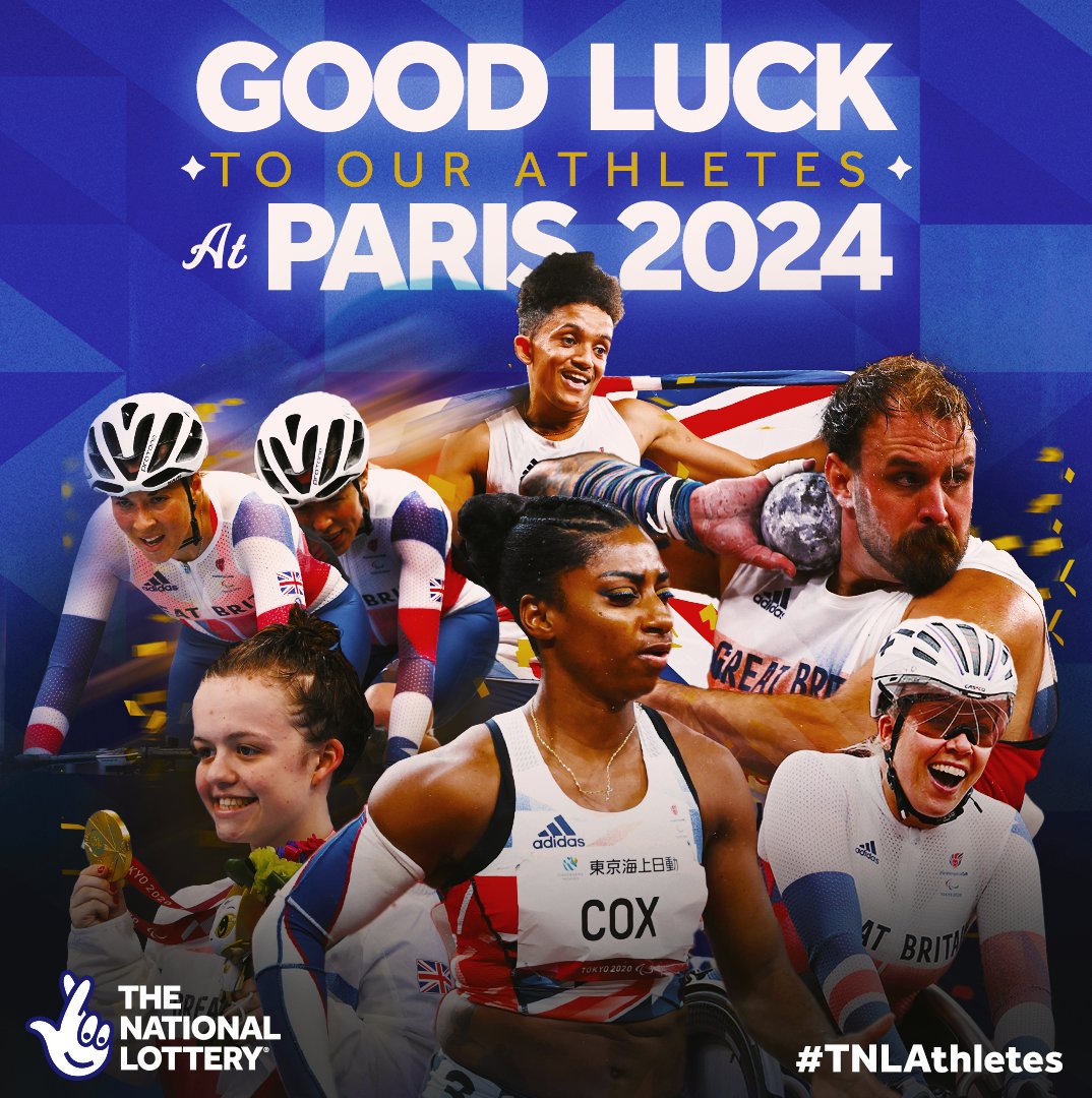 Best of luck to the <a href="/ParalympicsGB/">ParalympicsGB</a> athletes and support teams for the Paralympic Games next week! 🇬🇧

We will be cheering you on all the way! 

#TNLAthletes <a href="/LottoGoodCauses/">National Lottery Good Causes</a>