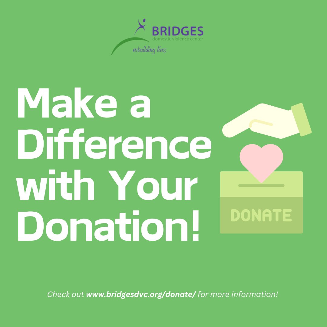 BridgesDVC's tweet image. 🌟 Bridges Domestic Violence Center helps survivors rebuild their lives, from budgeting to finding housing. Support us by donating or volunteering—your contribution makes a real difference. 💛 ow.ly/NxBI50SNpp5  #SupportSurvivors #BridgesDVC