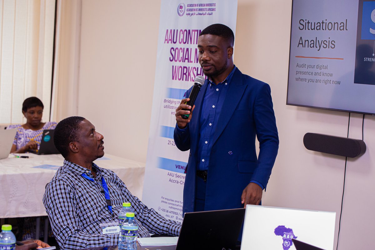 AAU_67's tweet photo. Our facilitator, Mr. Edward Asare, has set the tone for an interactive and informative session! Participants introduce themselves and share their expectations with Social Media.
#AAUSocialMediaWorkshop #SocialMediaInEducation #AfricanHigherEducation #InteractiveLearning https://t.co/NO0Qd8okYI