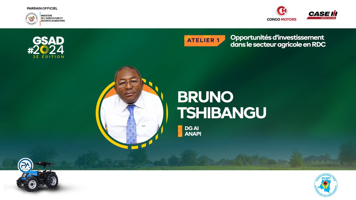 Le Directeur Général ai de l'ANAPI, l'Agence Nationale pour la Promotion des Investissements, nous présente "les opportunités d'investissement dans le secteur Agricole en RDC" lors du premier atelier du #GSAD2024 !

Rejoignez-nous au Pullman Grand Hotel de Lubumbashi.

#RDC