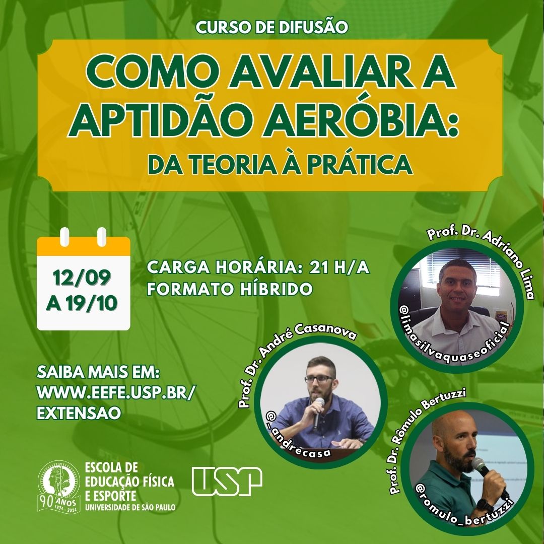 Curso promove imersão nos principais aspectos relacionados à avaliação da aptidão aeróbia. As aulas são voltadas a profissionais e estudantes interessados em maximizar os benefícios do movimento humano.  Saiba mais em: eefe.usp.br/curso-extensao…