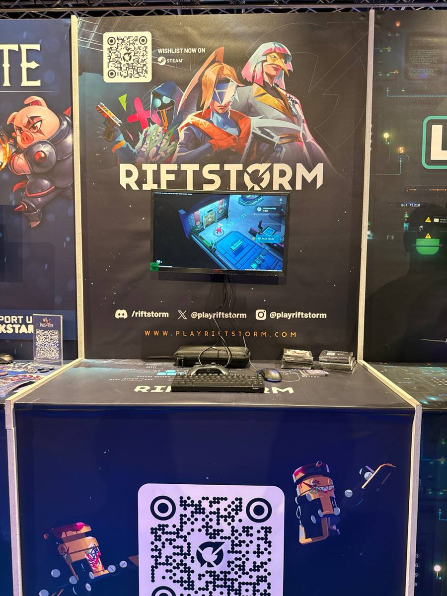 playRIFTSTORM's tweet photo. Day 1 at @gamescom was a blast! Thanks to everyone who stopped by our booth😉🙌🏽

Can’t wait for more tomorrow! Psst... we also have exclusive merchandise for you👀

#Riftstorm #Gamescom #Gamescom2024 #IndieBoothArena https://t.co/QjBhjmT261